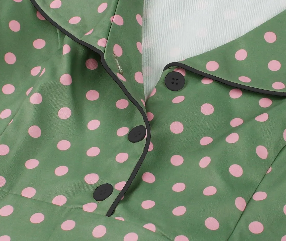 Wellwits Women's Polka Dots 1950s Vintage Blazer Cocktail Dress