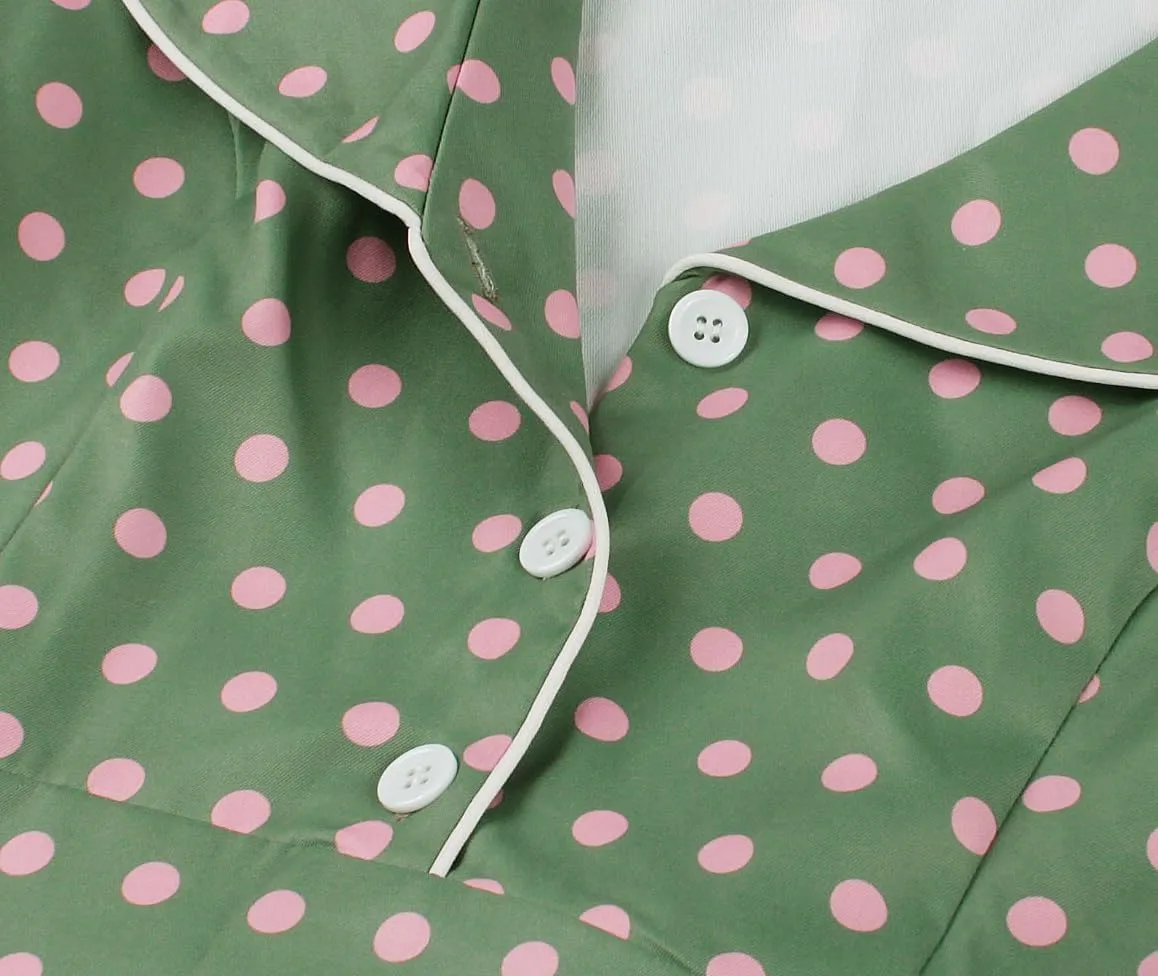 Wellwits Women's Polka Dots 1950s Vintage Blazer Cocktail Dress