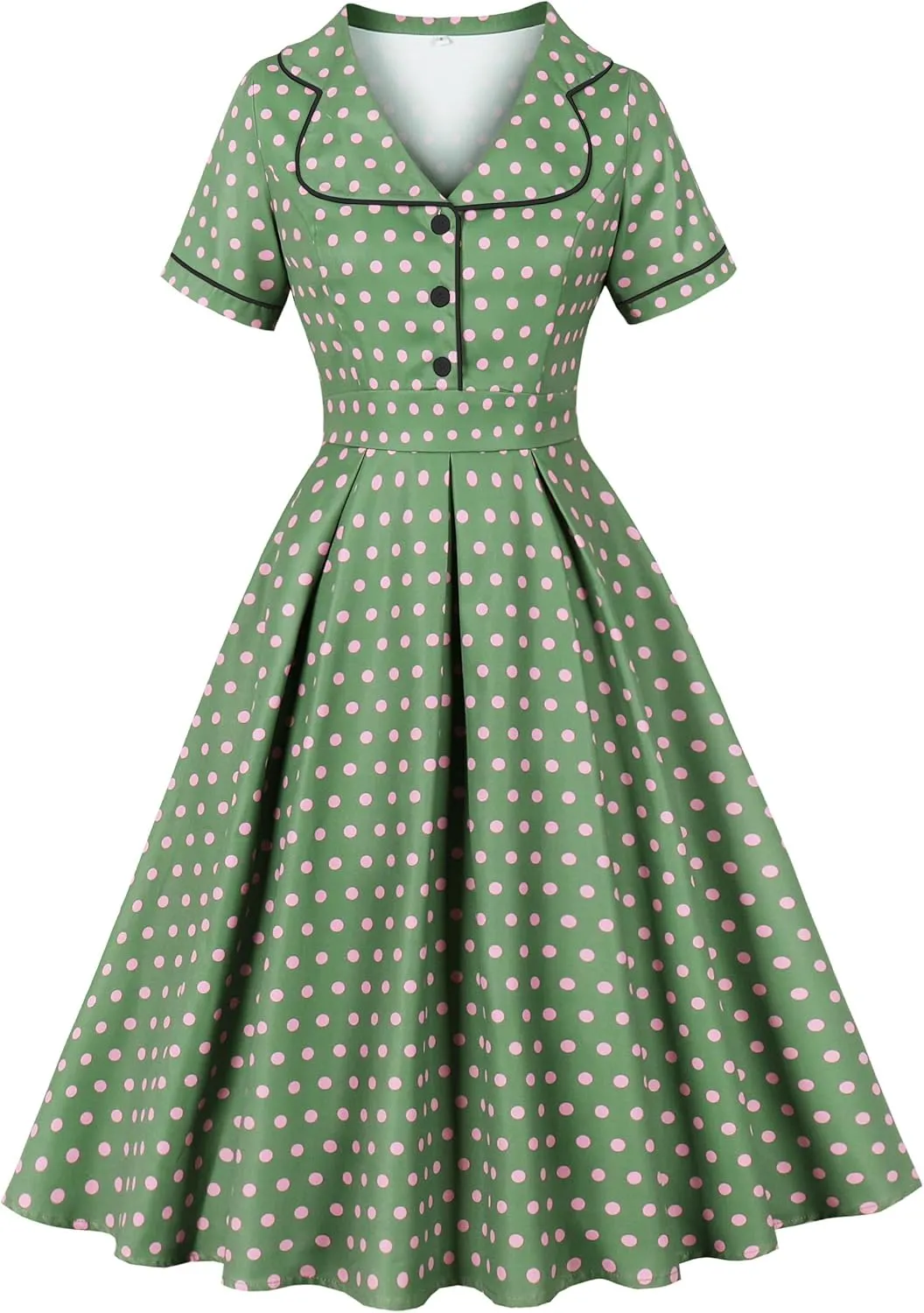Wellwits Women's Polka Dots 1950s Vintage Blazer Cocktail Dress
