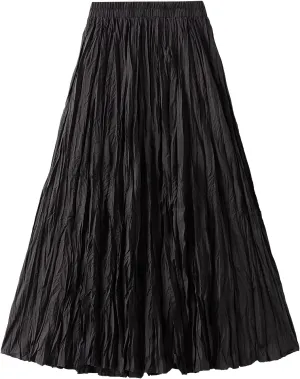 Wellwits Women's Ruched Pleated A Line Midi Skirt