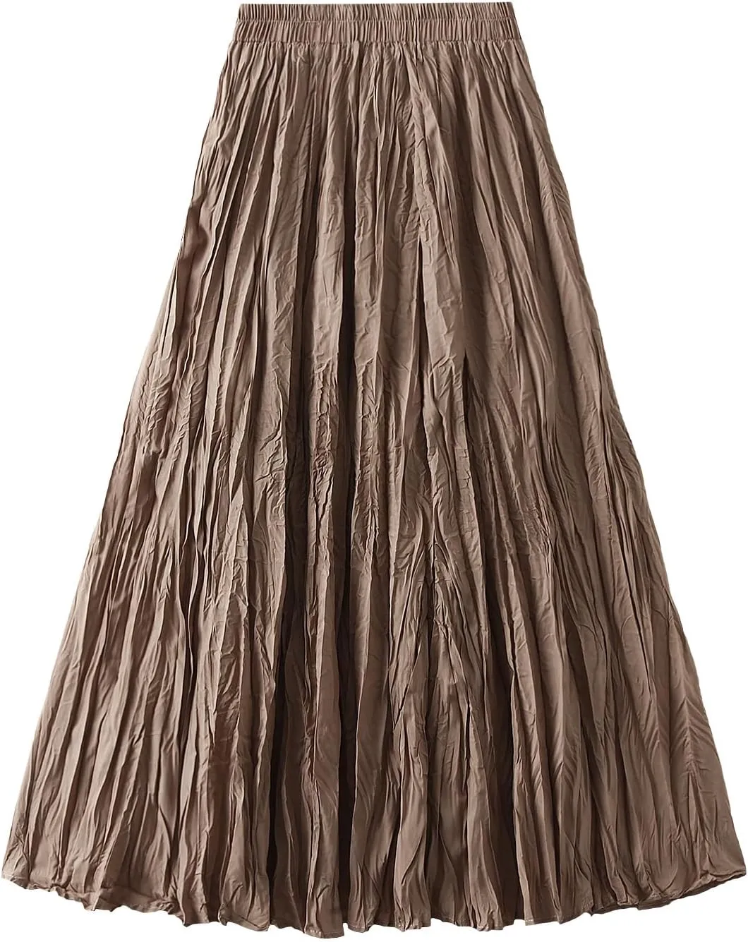 Wellwits Women's Ruched Pleated A Line Midi Skirt
