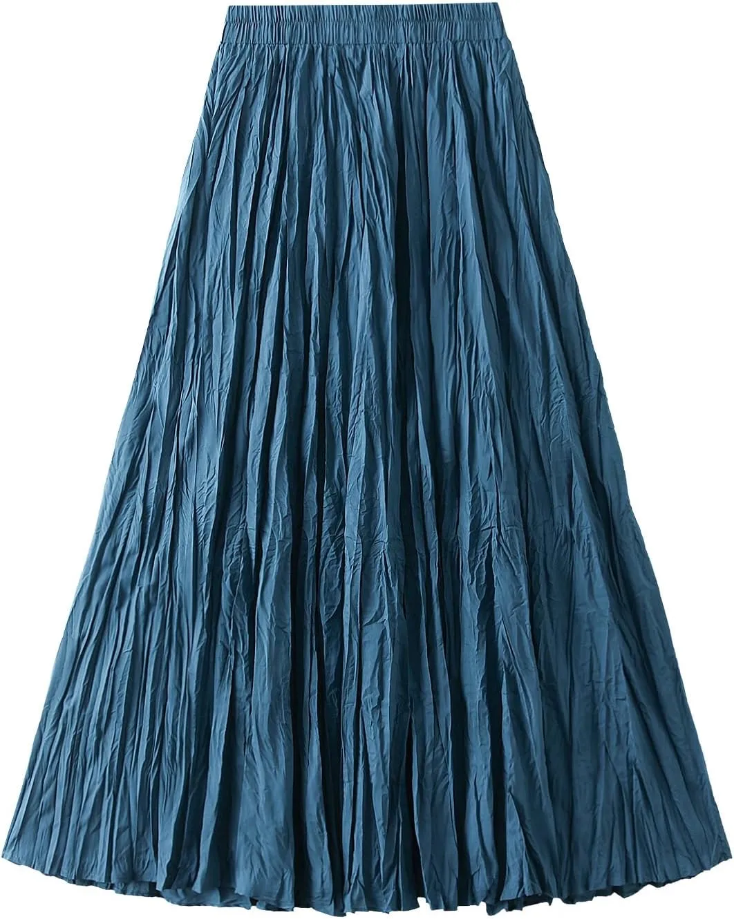 Wellwits Women's Ruched Pleated A Line Midi Skirt