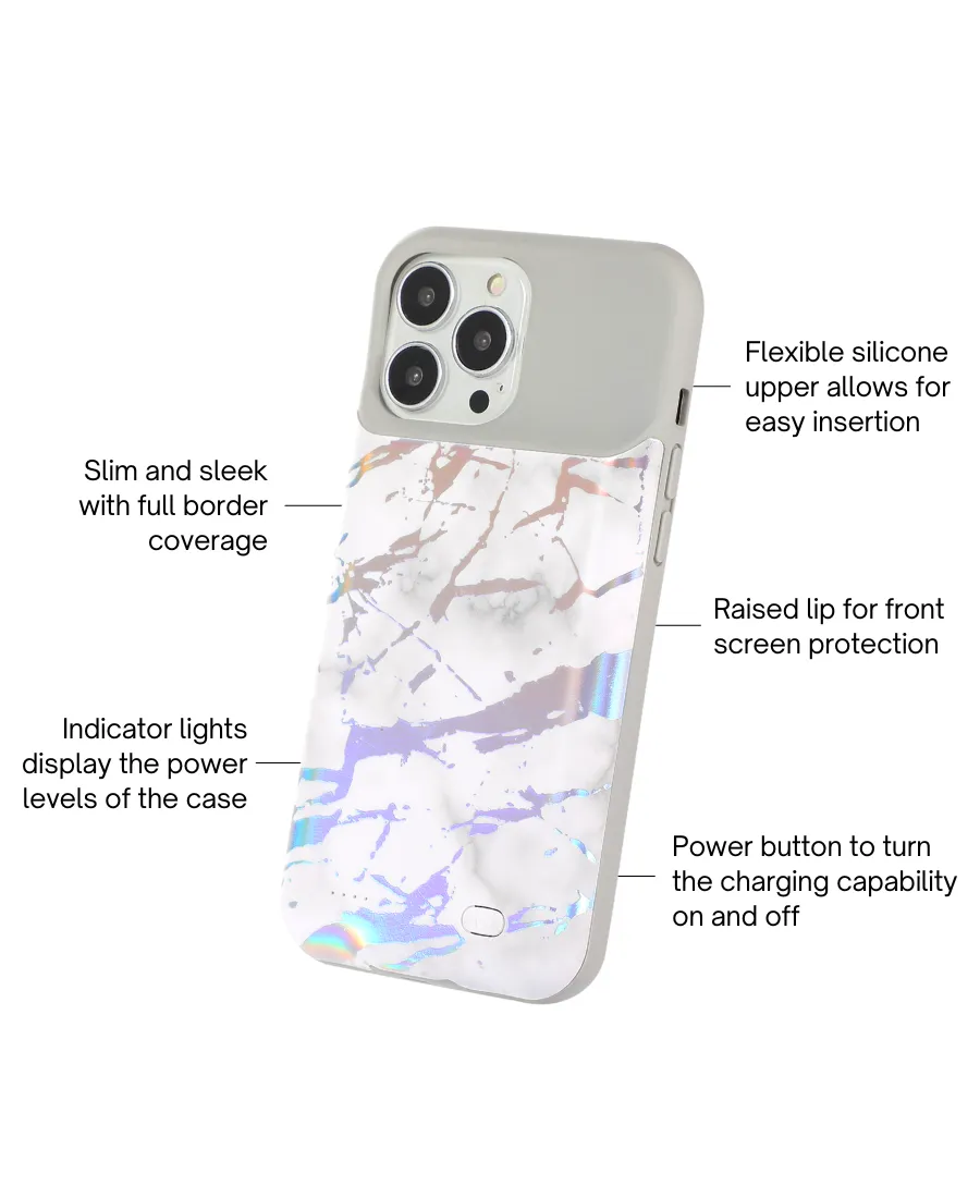 White Holo Marble Ultra Battery Case