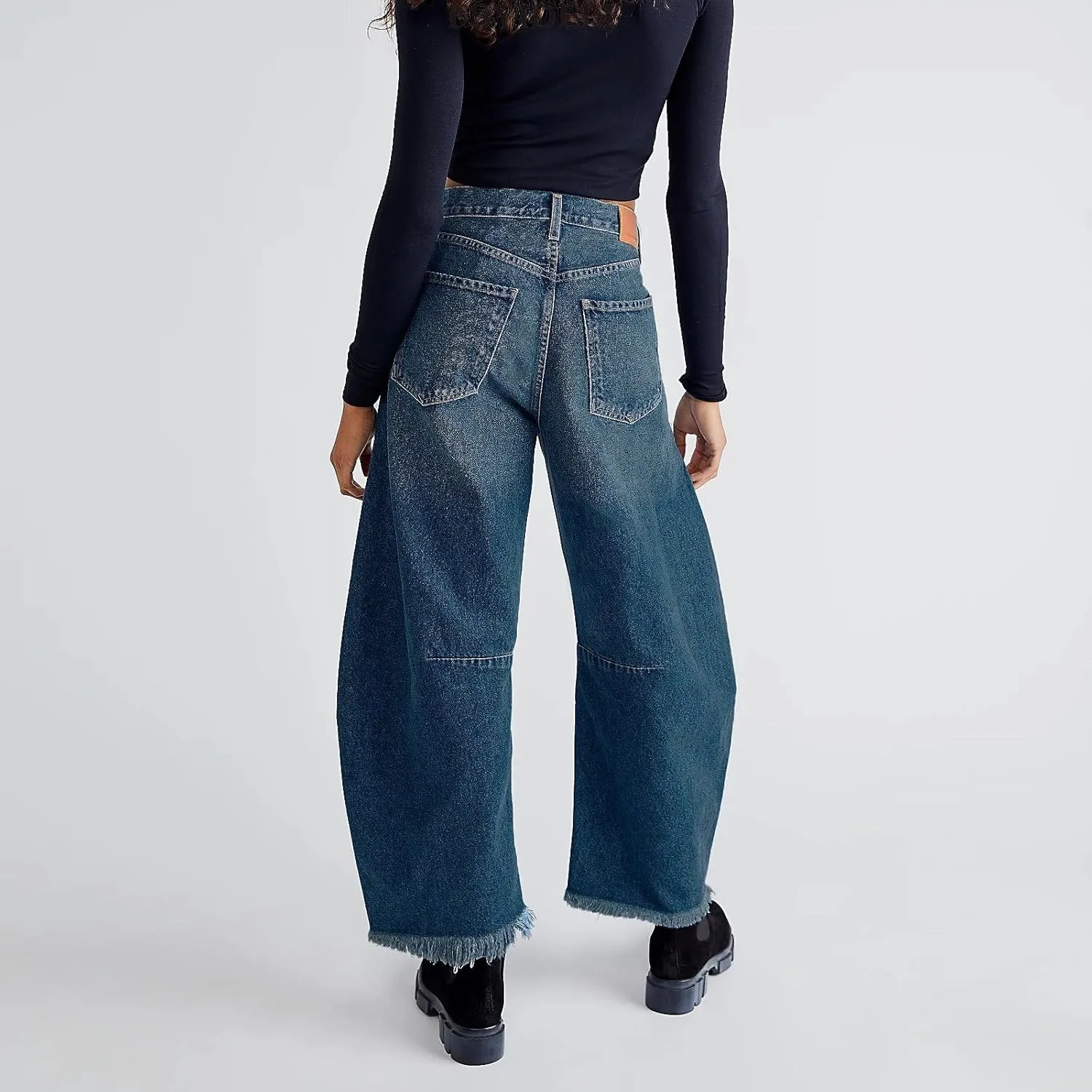 Wide Leg Jeans for Women High Waisted Flare Cropped Denim Pants High Waisted Straight Leg Stretchy Baggy Trousers