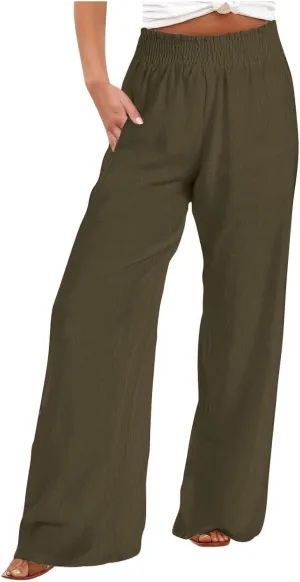 Wide Leg Pants for Women Summer Plus Size High Waist Pant Workout Casual Trousers 2025 Summer Outfits with Pockets