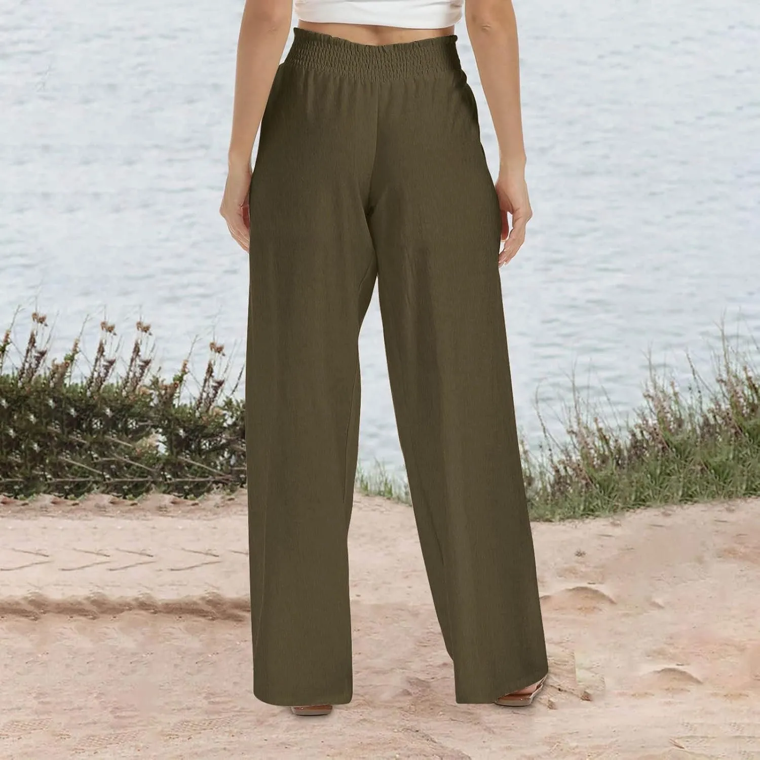 Wide Leg Pants for Women Summer Plus Size High Waist Pant Workout Casual Trousers 2025 Summer Outfits with Pockets