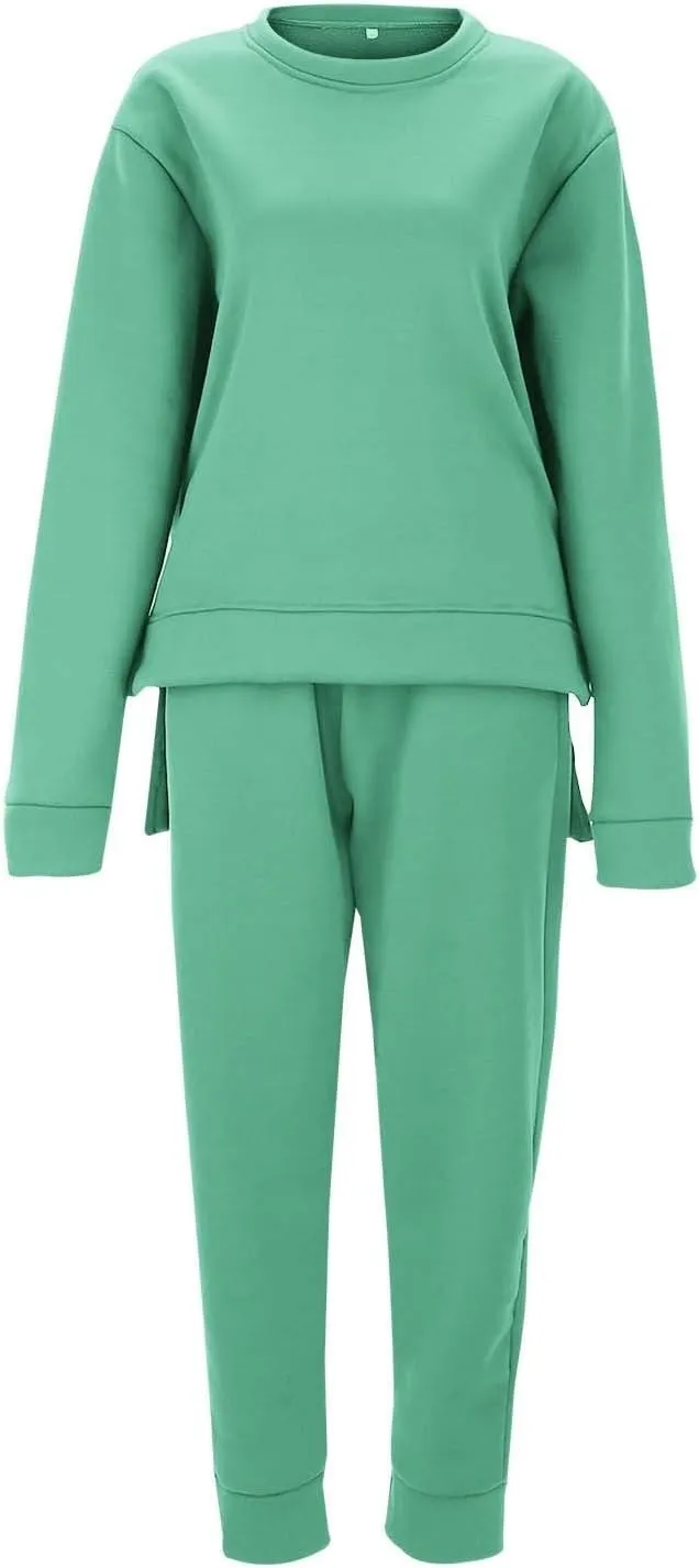 Women 2 Piece Outfits Long Sleeve V Neck Casual Dressy Sweatpants Hoodie Sweatshirt Jogger Sweatpants Outfits