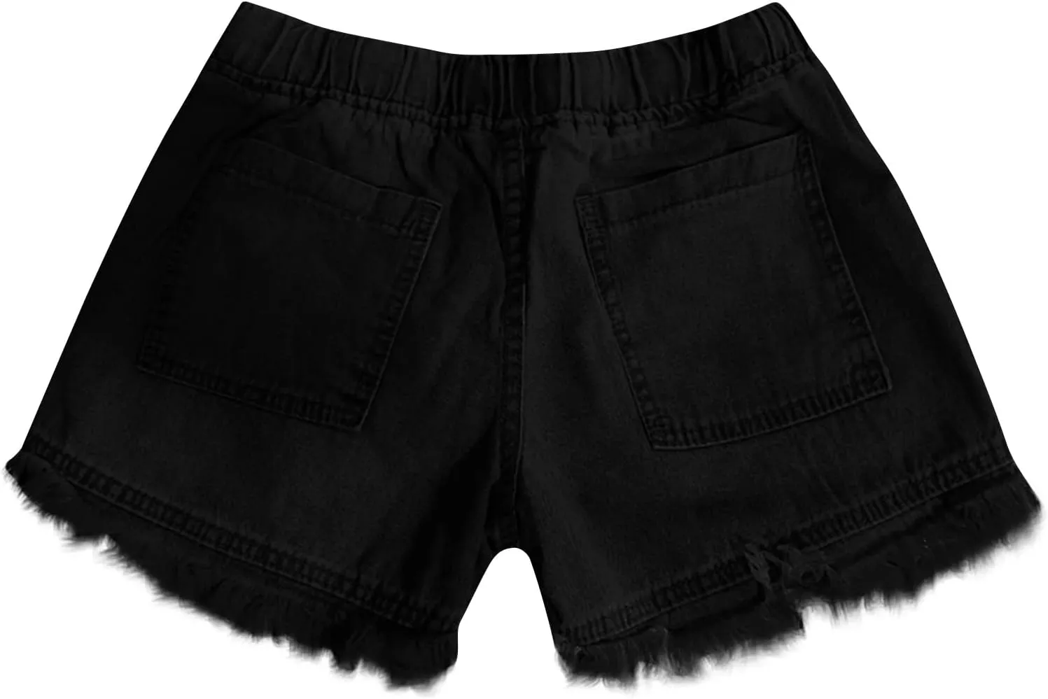 Women Denim Shorts 3 Inch Inseam Casual Summer Elastic High Waisted Jeans Frayed Raw Hem Jean Shorts with Pockets