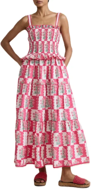 Women Floral Graphic Maxi Dress Square Neck Spaghetti Strap A-line Flowy Sundress Casual Long Beach Dress