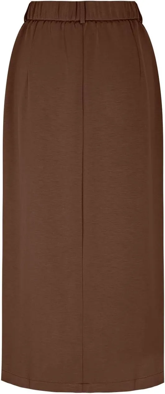 Women High Waisted Cargo Midi Skirt Y2k Summer Vintage Pencil Slit Long Skirts Dressy Casual Business Work Skirts