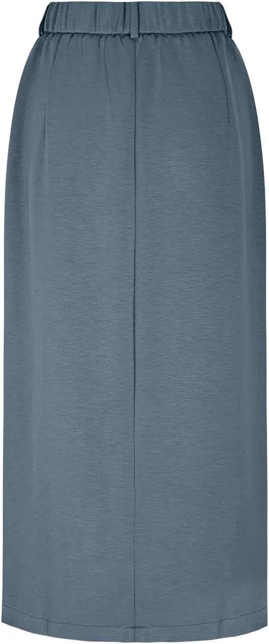 Women High Waisted Cargo Midi Skirt Y2k Summer Vintage Pencil Slit Long Skirts Dressy Casual Business Work Skirts