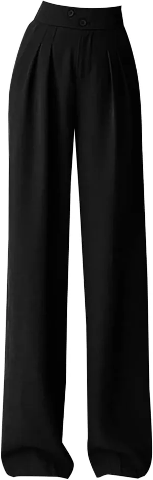 Women Linen Blend Summer Printed Pant Trousers Elastic Waist Lounge Pants Slim-Fit Palazzo Lounge Pants Beach