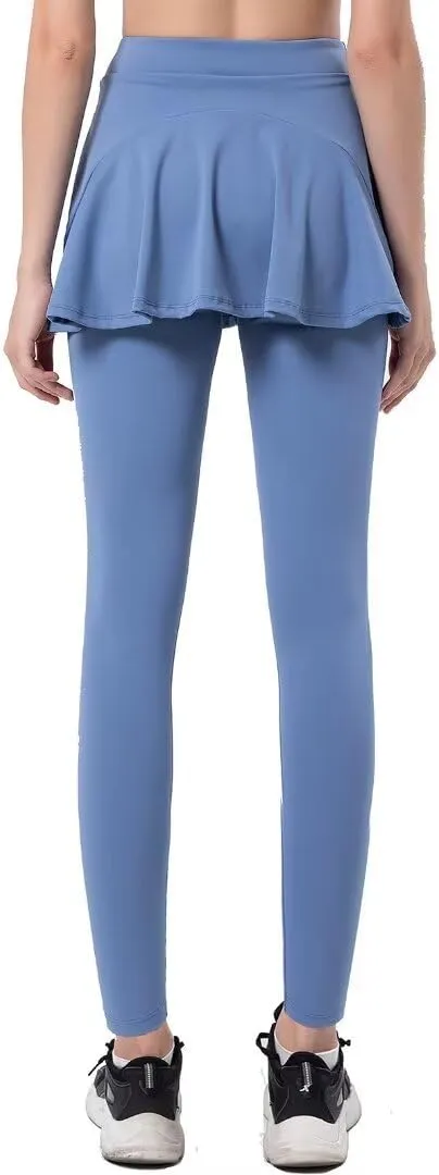 Women Tennis Skirted Leggings with Pockets Athletic Pleated Skirts with Leggings Workout Active Golf Skort