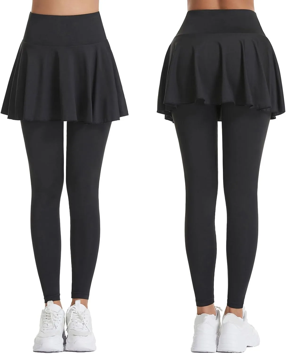 Women Tennis Skirted Leggings with Pockets Athletic Pleated Skirts with Leggings Workout Active Skort Yoga Pants