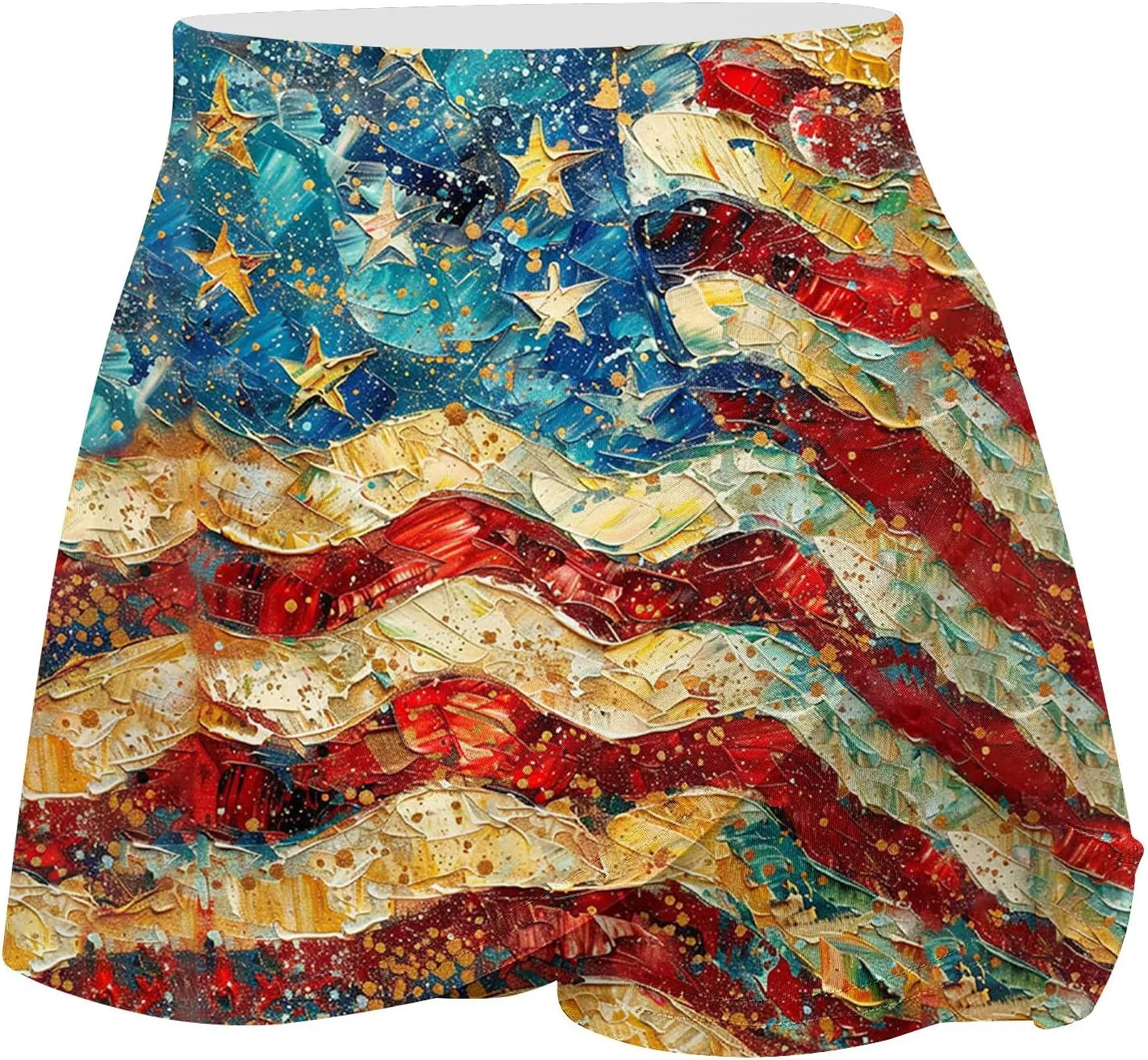 Womens 2 in 1 American Flag Pride Tennis Skirts High Waisted Ed White Blue Star Stripes Athletic Golf Workout Skirts