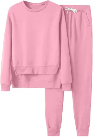 Women's 2 Piece Outfits Long Sleeve Crewneck Comfy Loungewear Jogger Sweatsuit Sets Sweatsuits