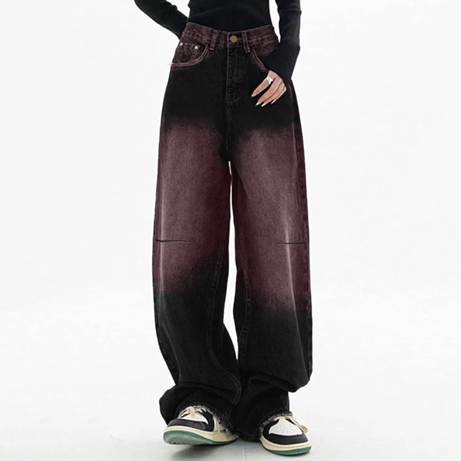 Women's Baggy Jeans Straight Wide Leg Vintage Boyfriends High Waisted Denim Pants Casual Streetwear Loose Trousers