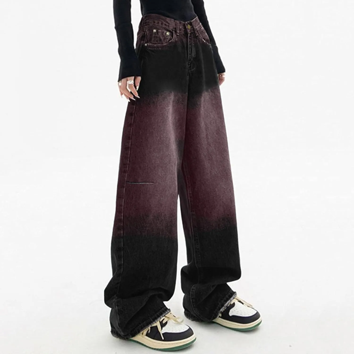 Women's Baggy Jeans Straight Wide Leg Vintage Boyfriends High Waisted Denim Pants Casual Streetwear Loose Trousers