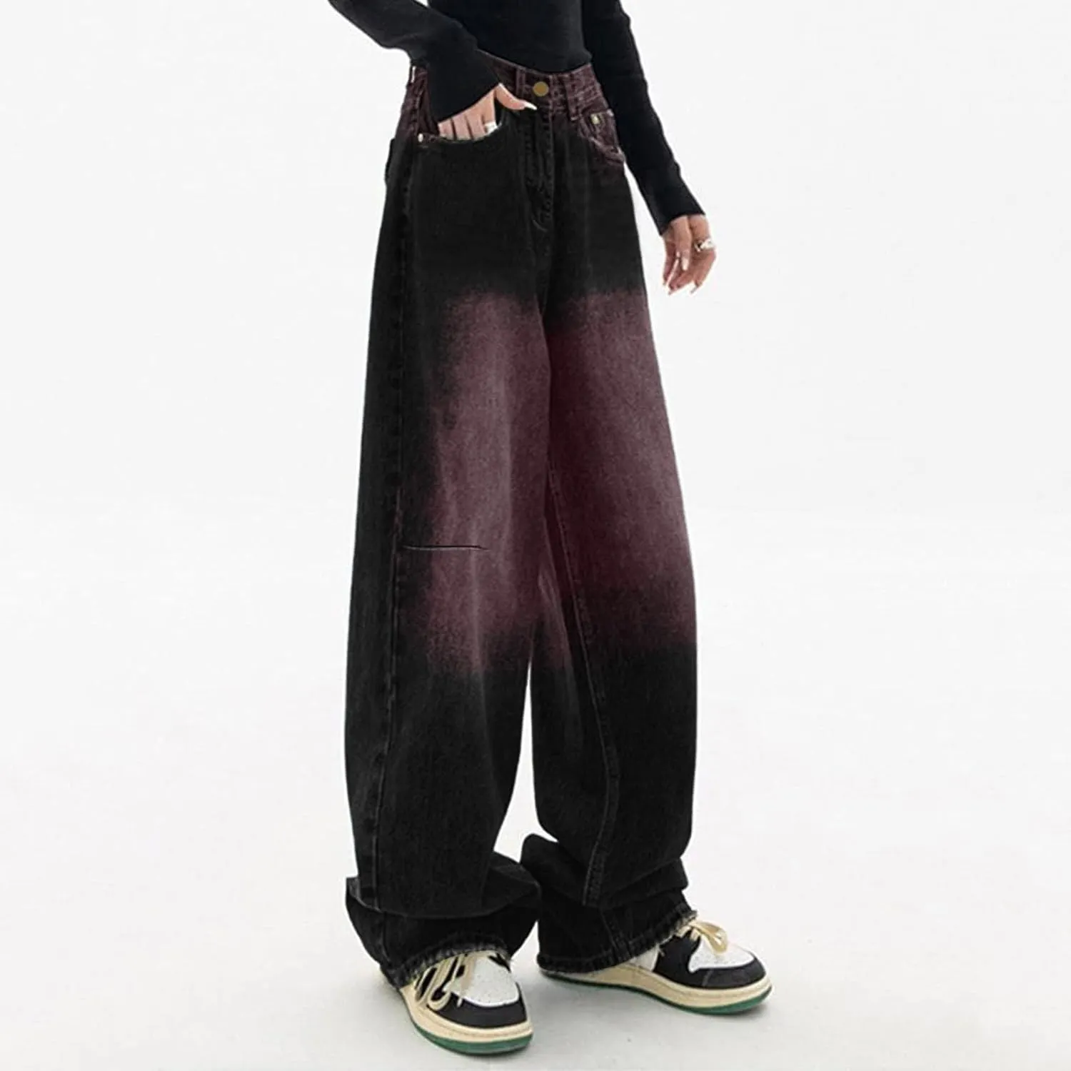 Women's Baggy Jeans Straight Wide Leg Vintage Boyfriends High Waisted Denim Pants Casual Streetwear Loose Trousers