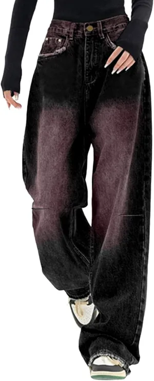 Women's Baggy Jeans Straight Wide Leg Vintage Boyfriends High Waisted Denim Pants Casual Streetwear Loose Trousers