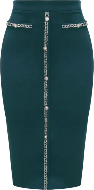 Women's Bodycon Pencil Skirt High Waist Stretchy Knee Length Office Work Skirts