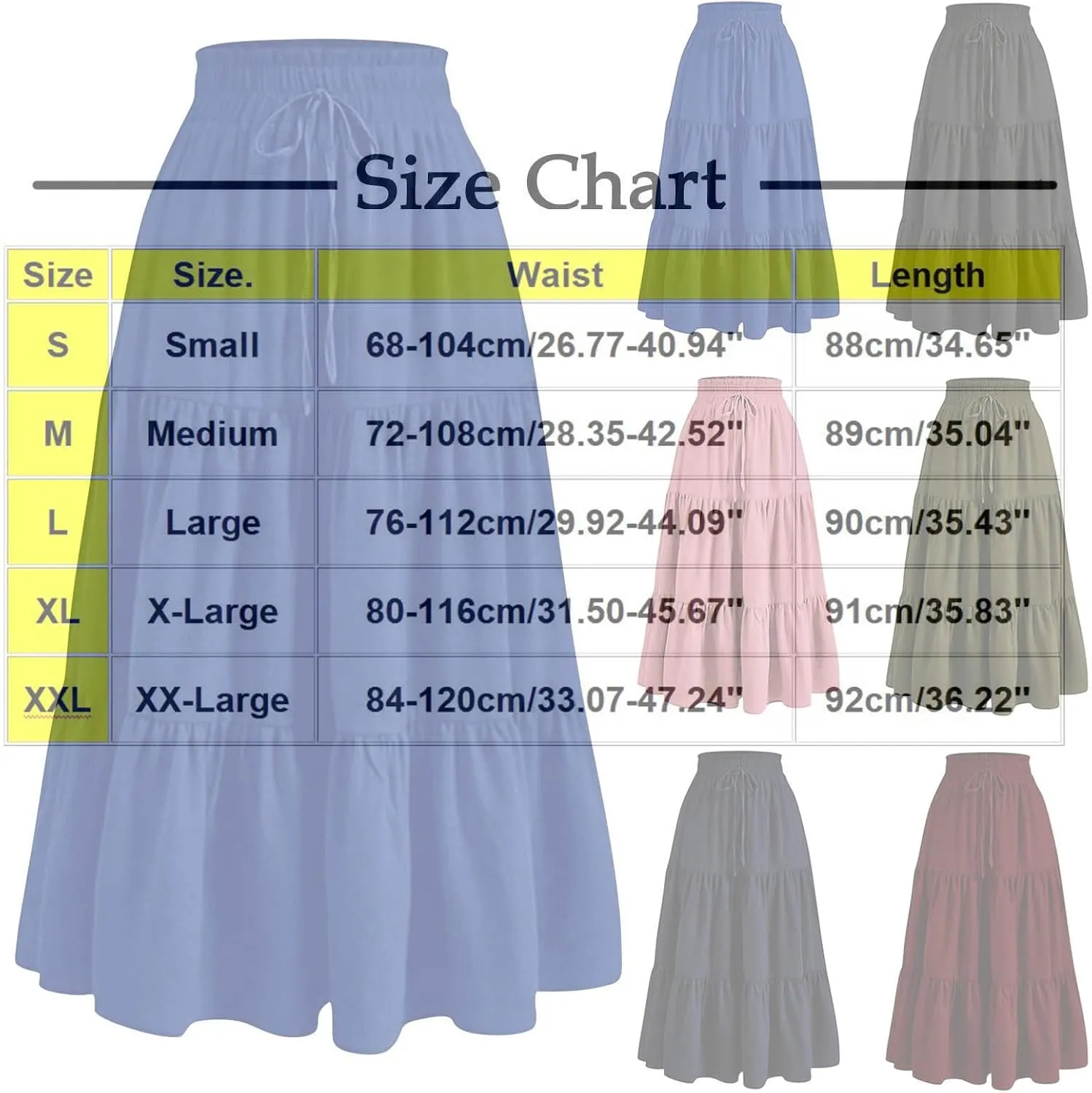 Womens Boho Floral Print Maxi Skirt Summer Drawstring High Waisted Tiered Long Skirts Flowy Beach Vacation Skirts