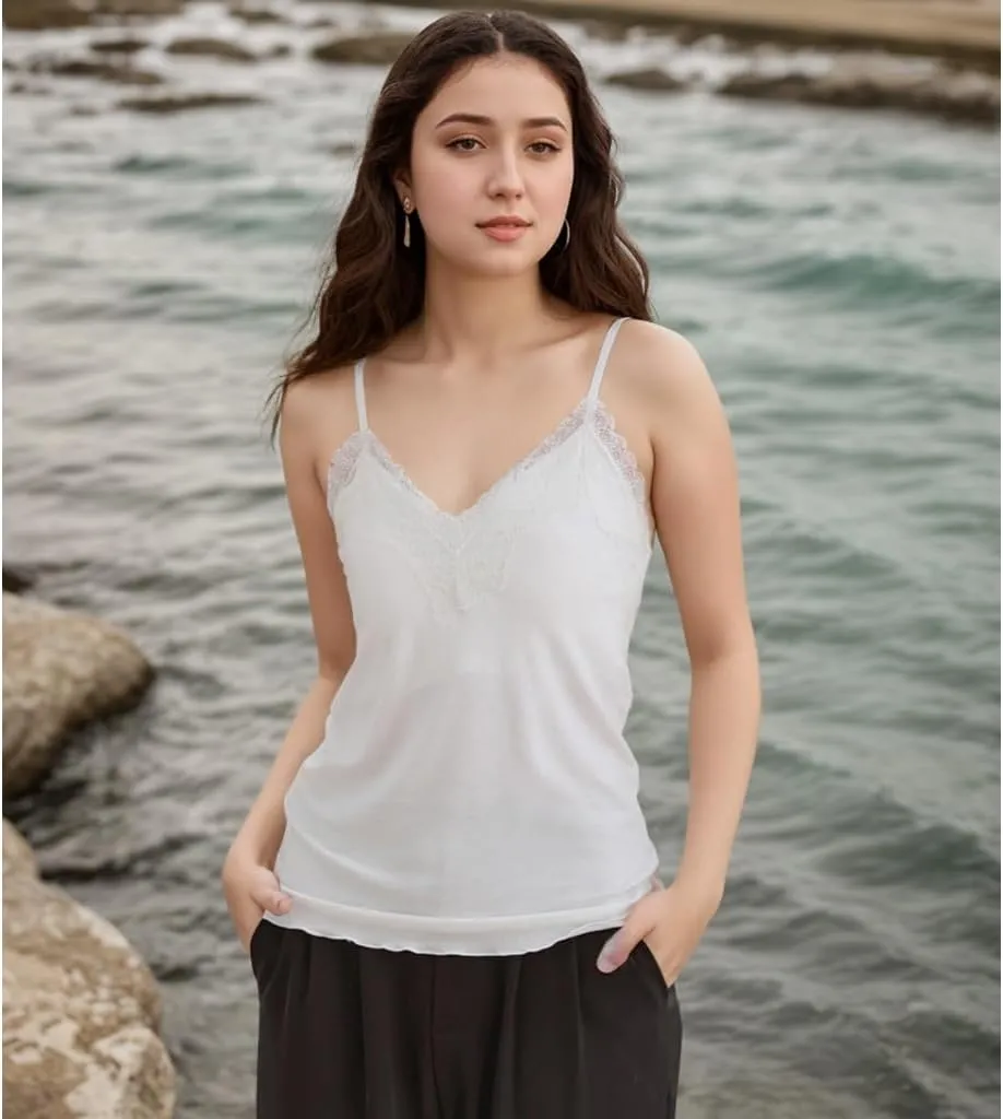 Women's Camisole Tops Built in Padded Bra Adjustable Spaghetti Strap Tank Top V Neck Sleeveless Blouse for Wear Home