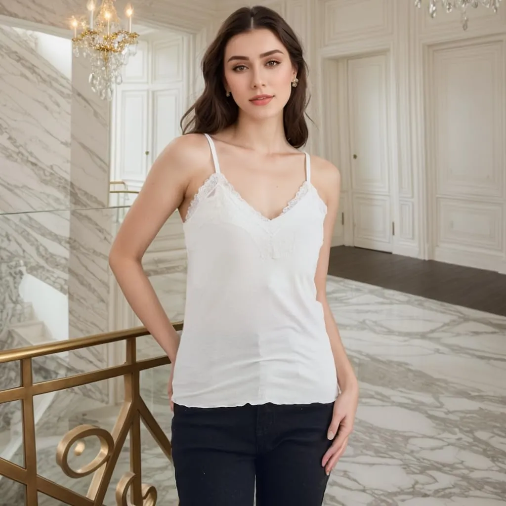 Women's Camisole Tops Built in Padded Bra Adjustable Spaghetti Strap Tank Top V Neck Sleeveless Blouse for Wear Home