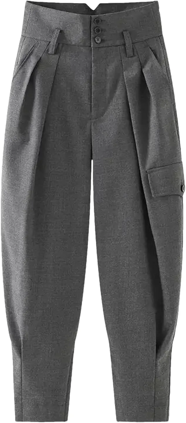 Womens Corset Overalls Wide-Leg Pants High Waist Year-Round Retro Casual Trousers