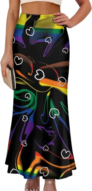 Women's Elastic High Waisted Maxi Skirt Trendy Fall Flared A-Line Midi Skirt Casual Formal Work Skirts