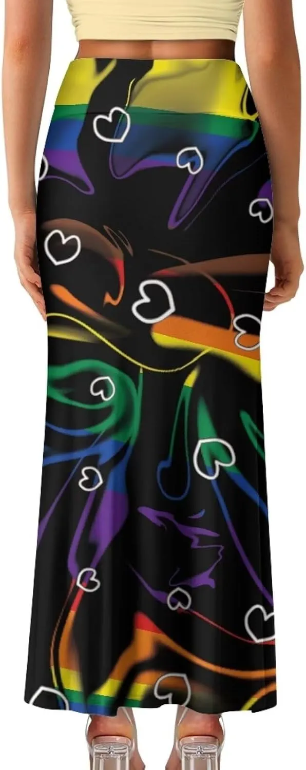 Women's Elastic High Waisted Maxi Skirt Trendy Fall Flared A-Line Midi Skirt Casual Formal Work Skirts