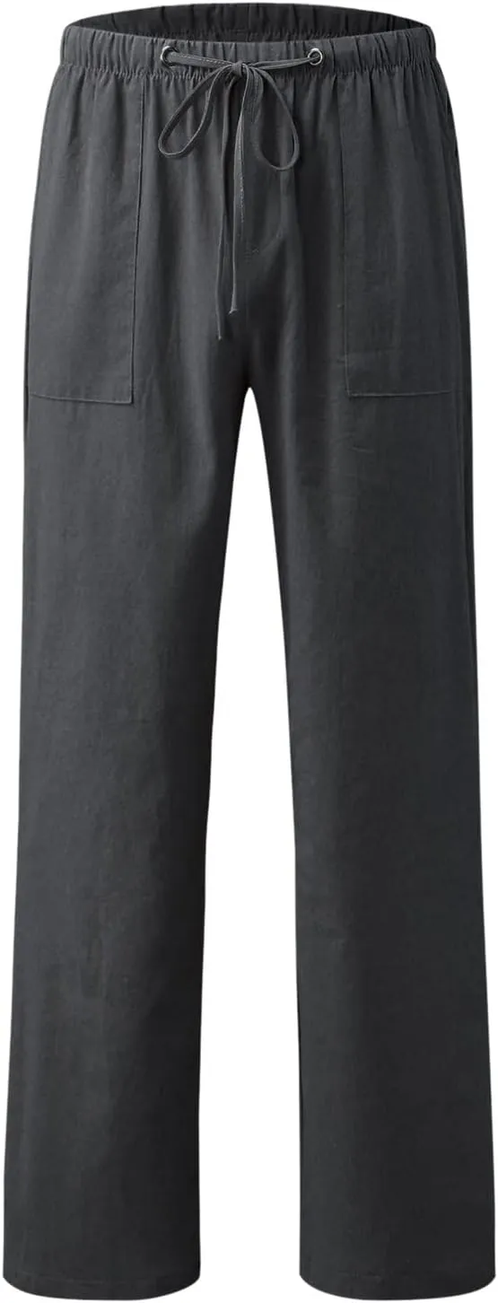 Womens Linen Blend Summer Printed Palazzo Pants High Waist Wide Leg Slim Fit Palazzo Lounge Pants Business Work