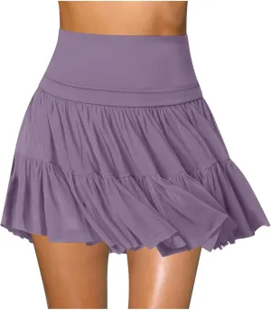 Women's Mini Skirt Flowy Pleated High Waisted Ruffle Tennis Skirts Athletic Skater Golf A Line Beach Vacation Skirts