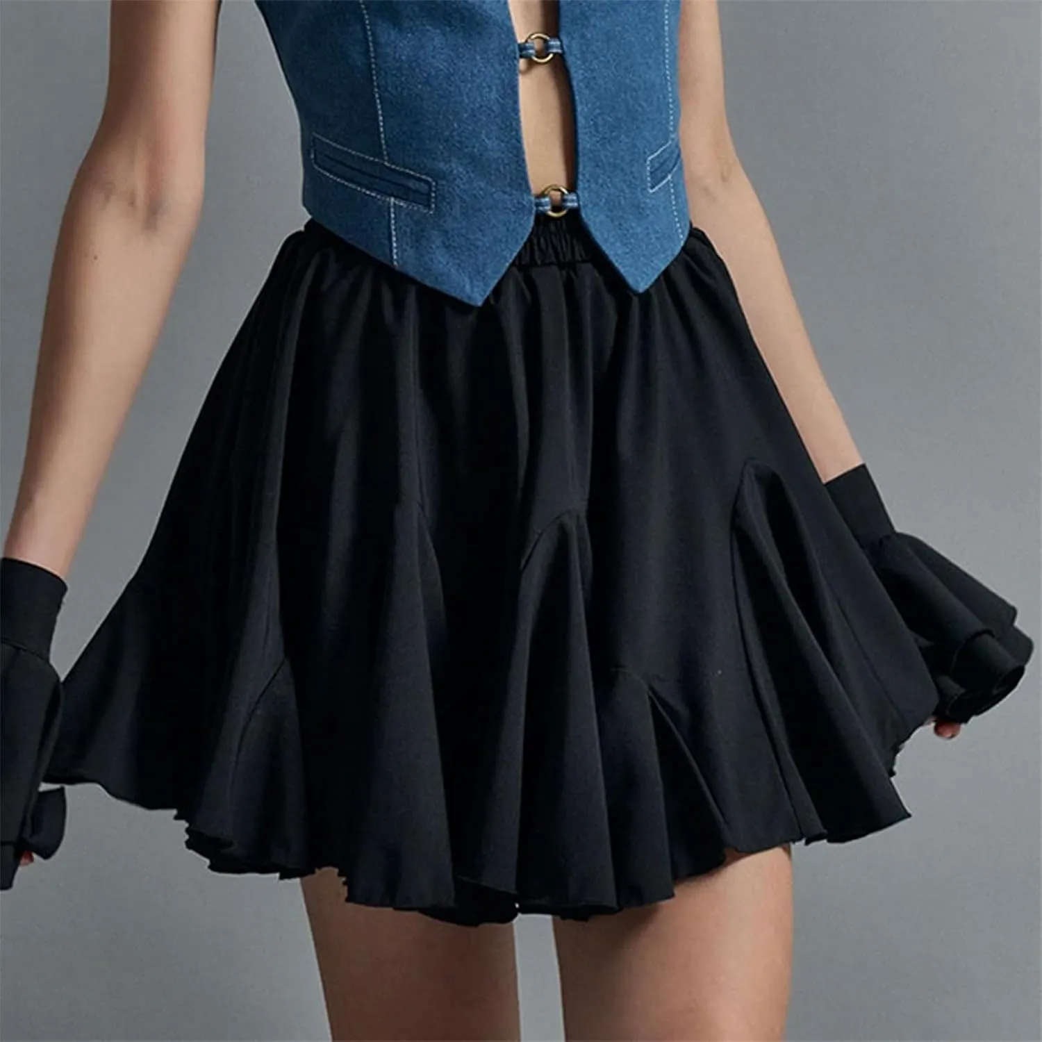 Women's Pleated Skirt Basic Casual High Waisted Summer Beach Vacation Skirts Solid Color Mini Skorts