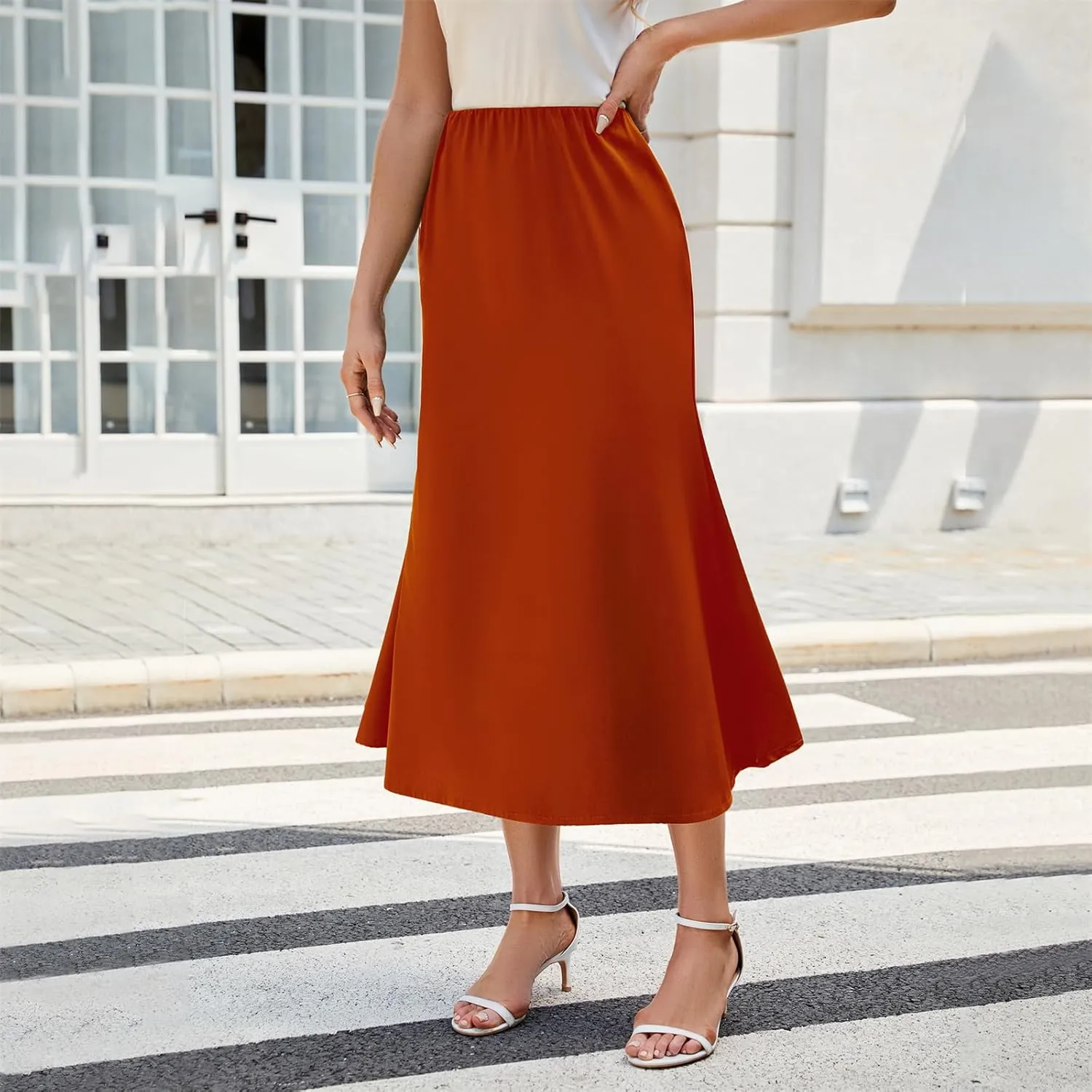 Womens Satin Skirts for Womens Silk Skirt Midi Skirt High Waisted Satin Dress Elegant Work Skirts