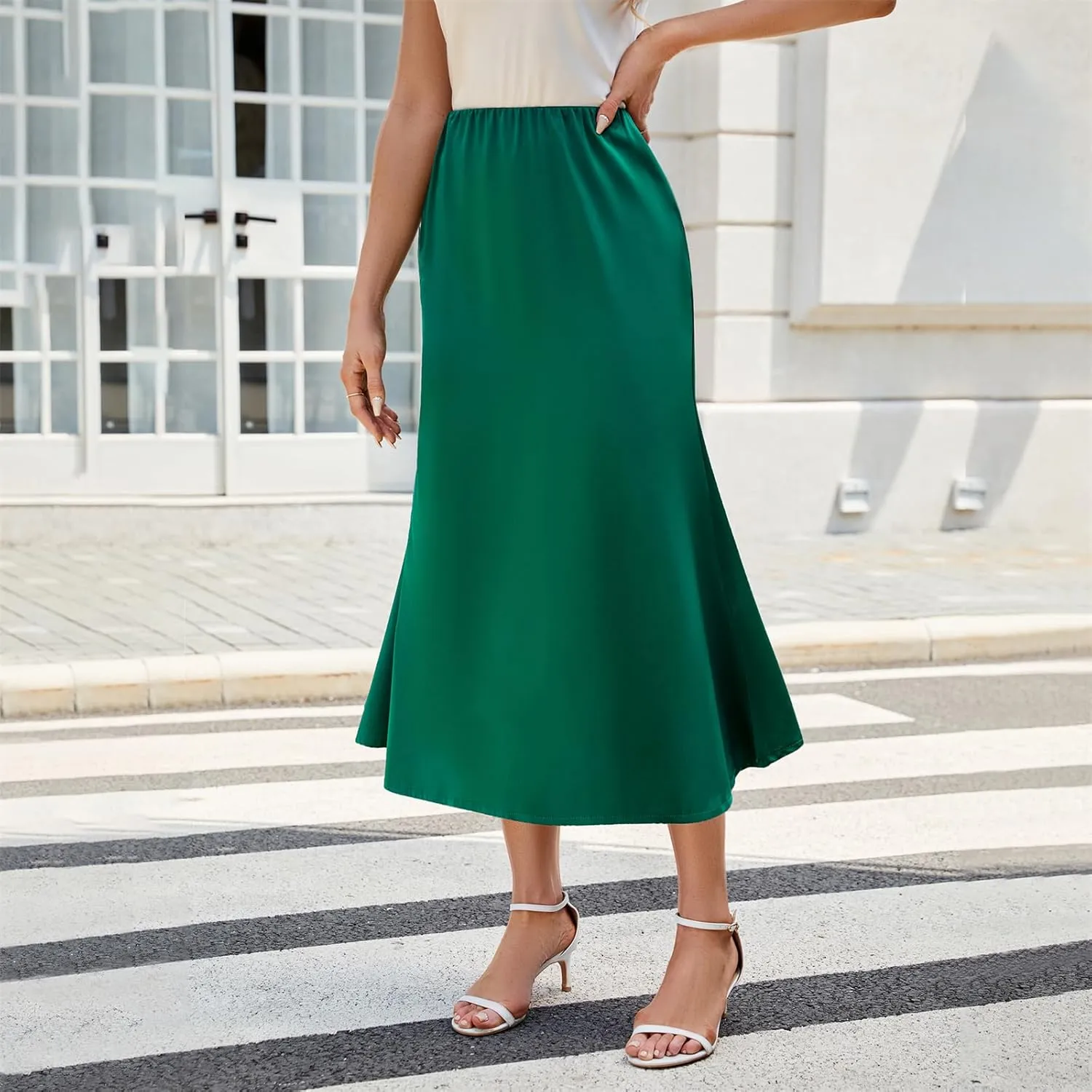 Womens Satin Skirts for Womens Silk Skirt Midi Skirt High Waisted Satin Dress Elegant Work Skirts