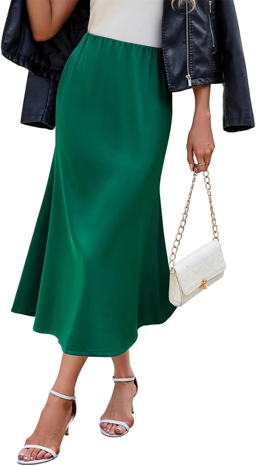 Womens Satin Skirts for Womens Silk Skirt Midi Skirt High Waisted Satin Dress Elegant Work Skirts