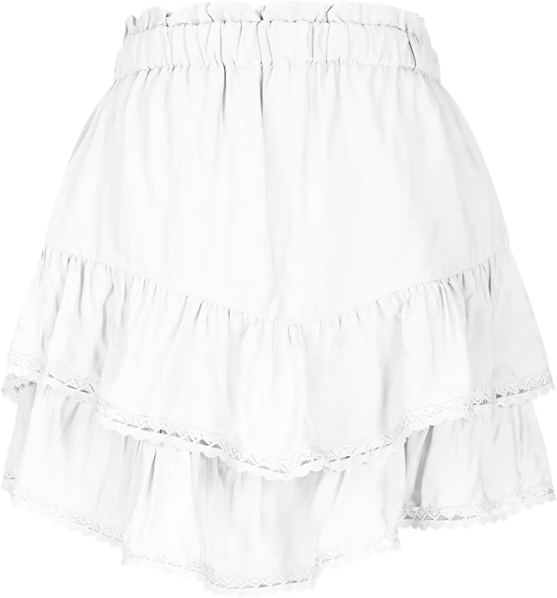 Women's Work Skirts Elegant Layered Ruffle Office Skirt High Waisted Solid Color Flowy Short Skirts Patchwork Skirt