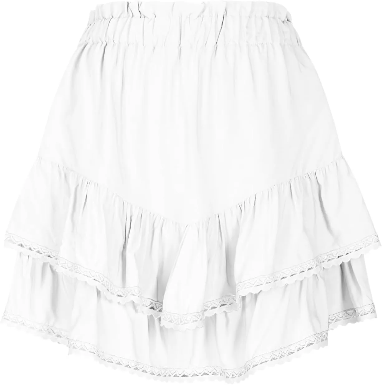 Women's Work Skirts Elegant Layered Ruffle Office Skirt High Waisted Solid Color Flowy Short Skirts Patchwork Skirt