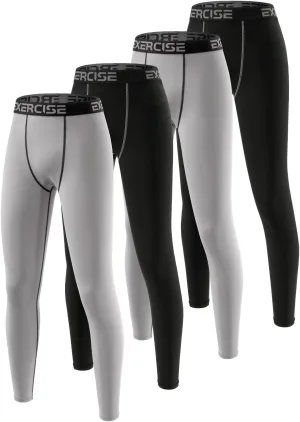 Youth Boys' Compression Leggings Pants Tights for Sports Boys Athletic Leggings Workout Base Layer Pants